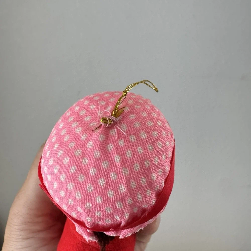 Vtg Strawberry Shortcake? Dolls Christmas Ornament Plush Felted Yarn Hair Kitsch
